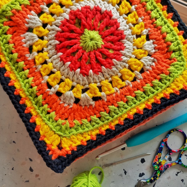 Calista | Granny Square Pattern, Granny Squares for a Throw, Granny Square Crochet, Crochet Granny, Colourful Crochet Pattern, DIY Crochet