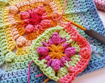 Easy Textured Solid Granny Square Crochet Pattern: Full Written Instructions + Photo Tutorial (Digital Download)