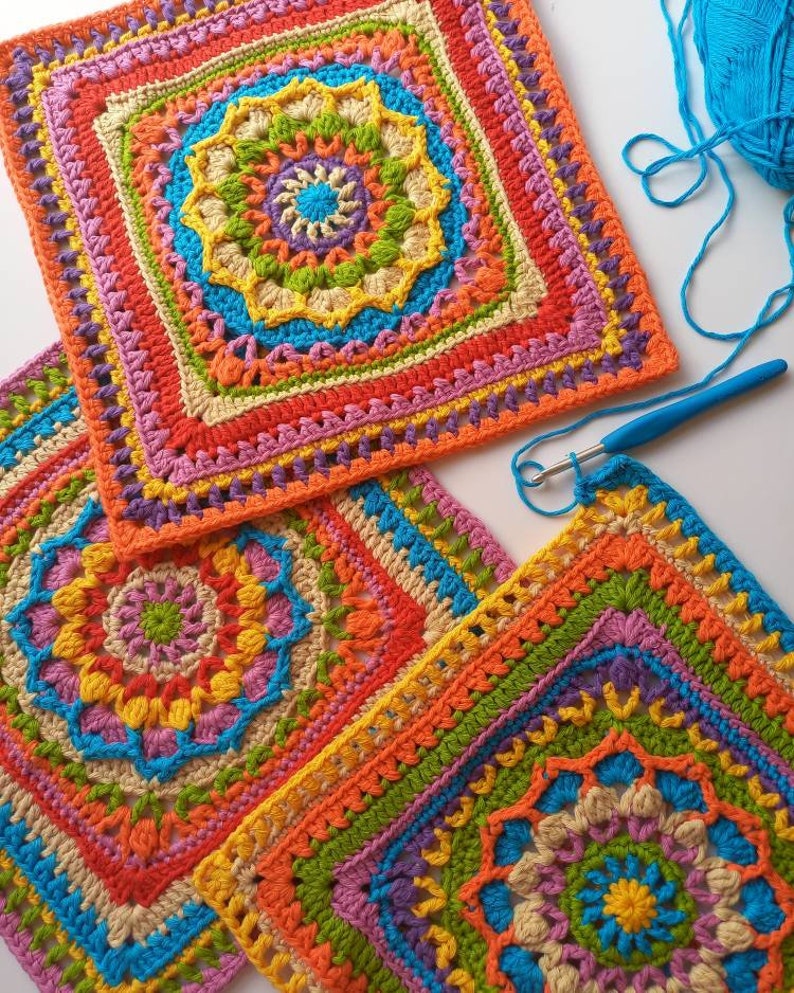 Granny Square Pattern Crochet Square Patterns Granny Squares Etsy