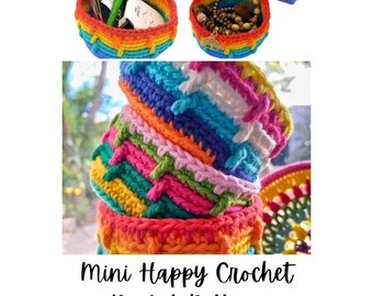 Mini Crochet Basket Pattern: Colorful Home Decor Storage (PDF Pattern)