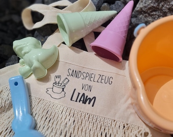 Sandspielzeugtasche | Netztasche Sandspielzeug | Spielzeugaufbewahrung personalisiert|Tasche für Wechselkleidung | Obstbeutel | Einkaufsnetz