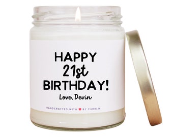 21st Birthday Gift - Personalized 21st Birthday Gift - Personalized Candle - 21st Birthday Gift for Her - 21 Birthday - Birthday Decorations