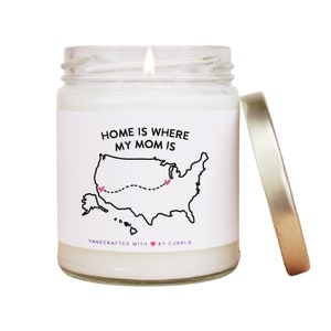 Home Is Where My Mom Is - Long Distance Mom Christmas Gift - Miss You Mom - States Candle - State to State - Personalized Gifts for Mom