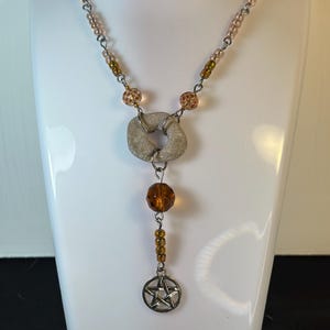 Beaded HagStone Necklace Protection Talisman - Unique Nature Jewelry with Spiritual Properties - Perfect Gift for anyone