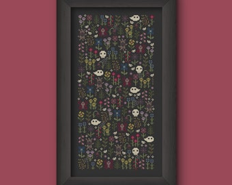 Haunted Garden - Una Buena Pieza - Modern Gothic Cross Stitch - Digital PDF, Instant Download