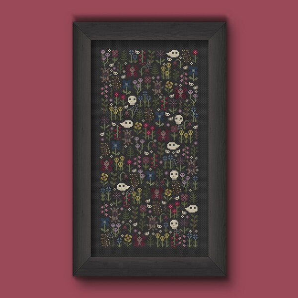 Haunted Garden - Una Buena Pieza - Modern Gothic Cross Stitch - Digital PDF, Instant Download