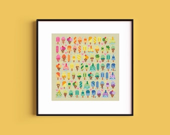 Rainbow Ice Cream Cross Stitch Pattern: Kawaii Sorbet (PDF Pattern)