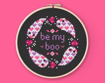 Padrão de ponto cruz fantasma Be My Boo: bordado gótico pastel (PDF)