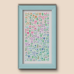 Pastel Garden - Una Buena Pieza - Modern Cross Stitch - Pastel Kawaii Cross Stitch - Digital PDF, instant download