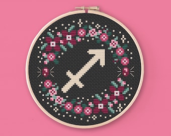 Sagittarius Cross Stitch Pattern: Zodiac Astrology Design (PDF Pattern)
