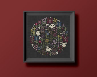 Mini Haunted Garden - Una Buena Pieza - Modern Gothic Cross Stitch - Digital PDF, Instant Download