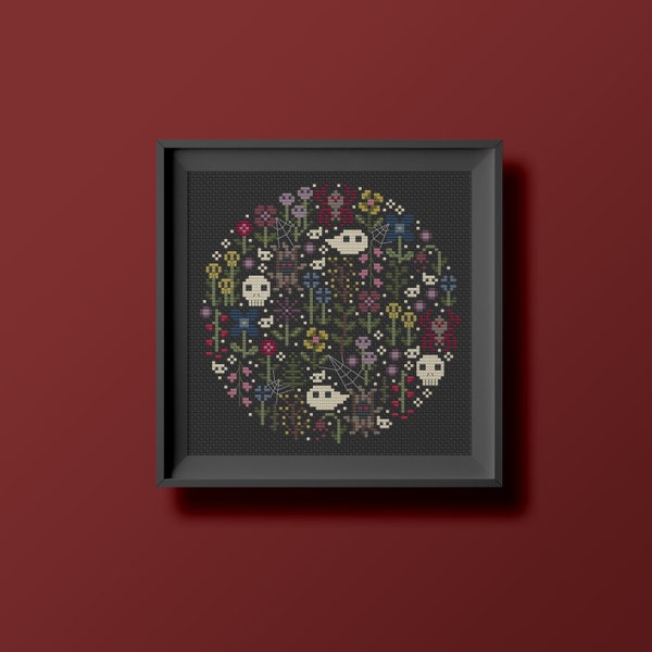 Mini Haunted Garden - Una Buena Pieza - Modern Gothic Cross Stitch - Digital PDF, Instant Download