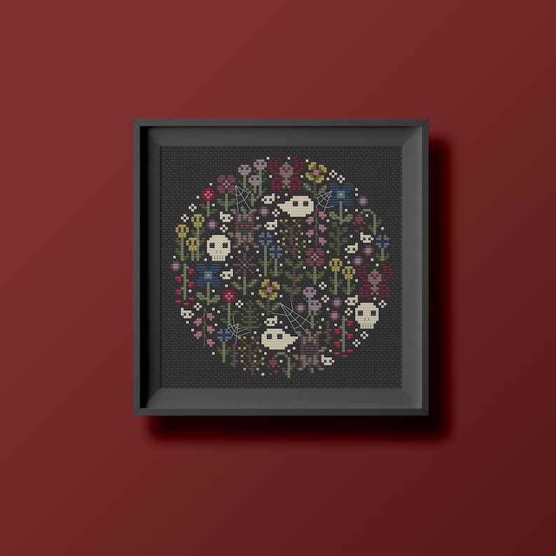 Mini Haunted Garden Una Buena Pieza Modern Gothic Cross Stitch Digital PDF, Instant Download image 1