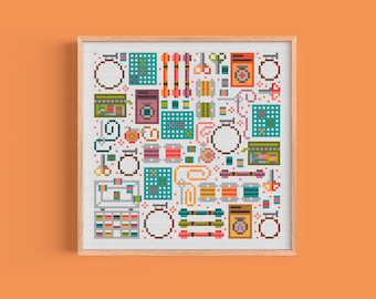 Sewing Room Cross Stitch Pattern: Modern Needlecraft Decor (PDF Download)