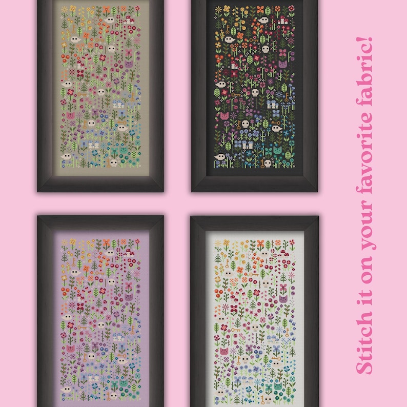 Colorful Floral Cross Stitch Pattern, Rainbow Garden (PDF) image 7