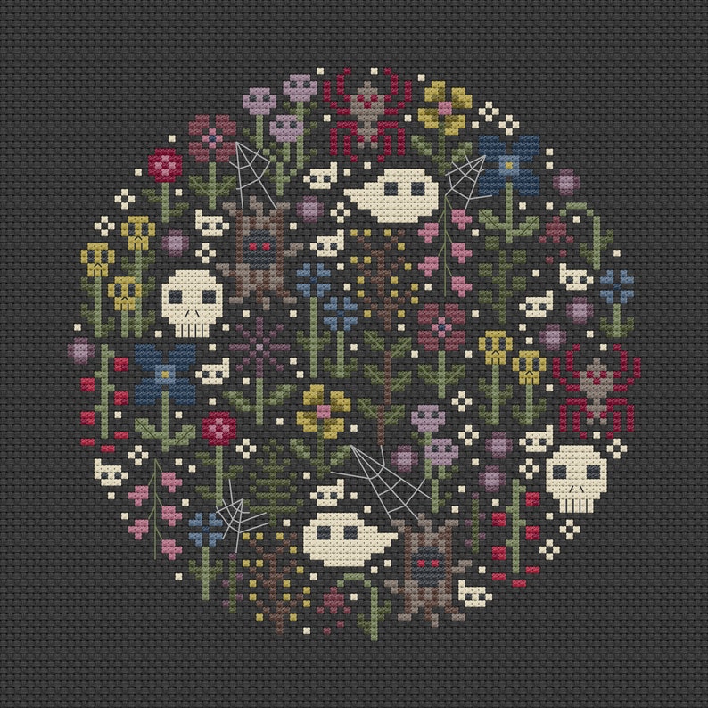 Mini Haunted Garden Una Buena Pieza Modern Gothic Cross Stitch Digital PDF, Instant Download image 2