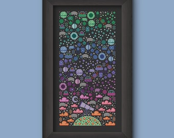 Galaxy cross stitch pattern, Modern Universe cross stitch, Starry space digital cross stitch, PDF night sky cross stitch, Una Buena Pieza