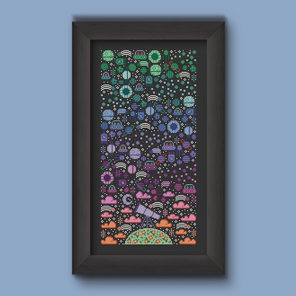 Galaxy cross stitch pattern, Modern Universe cross stitch, Starry space digital cross stitch, PDF night sky cross stitch, Una Buena Pieza