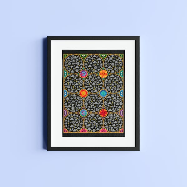 Celestial Temperature Tracker 2024, Galaxy Cross Stitch, Sky modern cross stitch pattern, Sun and moon cross stitch, Cross stitch sampler