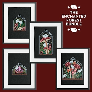 Spooky Ghost Cross Stitch Pattern Set: Witchy Gothic Forest (PDF Download)