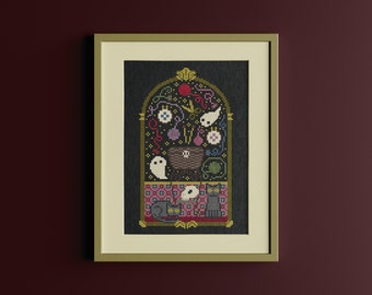 Enchanted Manor II - The Sewing Basket - Una Buena Pieza - Modern Gothic Cross Stitch - Digital PDF, Instant Download