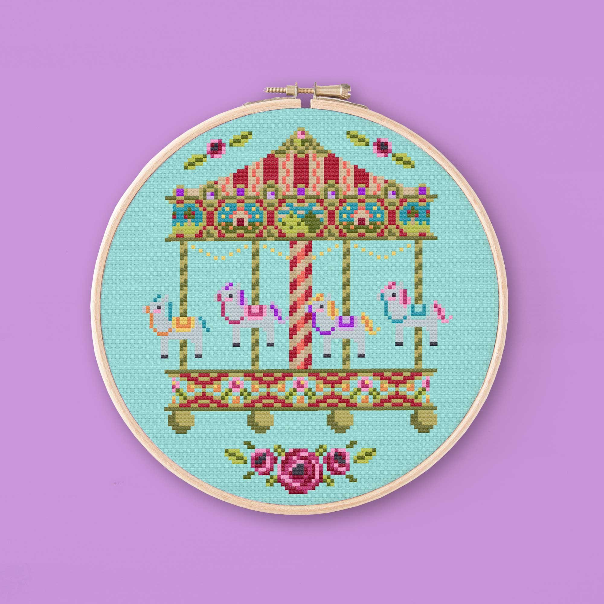 Victorian Carousel Cross Stitch Pattern: Antique Merry-go-round (PDF ...
