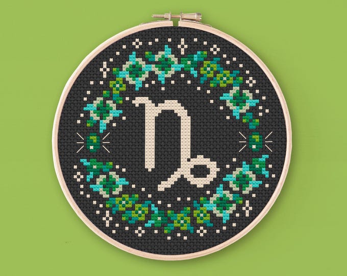Capricorn Zodiac Cross Stitch Pattern: Witchy Gothic Astrology (PDF Pattern)