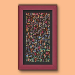 Fungi Garden Cross Stitch Pattern, Mushroom Cross Stitch PDF Chart, Una Buena Pieza Cross Stitch Garden, Toadstool Cottagecore Cross Stitch