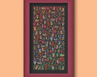 Fungi Garden Cross Stitch Pattern, Mushroom Cross Stitch PDF Chart, Una Buena Pieza Cross Stitch Garden, Toadstool Cottagecore Cross Stitch