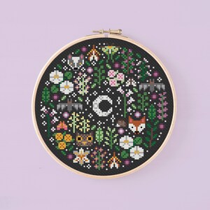 Mini Night Garden Cross Stitch Pattern: Gothic Woodland (PDF)