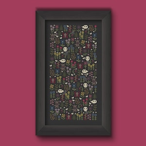 Haunted Garden Cross Stitch Pattern: Gothic Floral Embroidery (PDF Pattern)