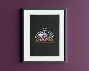 Magic ghosts cross stitch pattern, Cute ghost modern cross stitch chart, Witchy crystals digital cross stitch, PDF cottagecore cross stitch