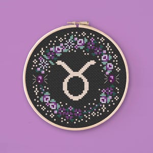 Taurus Zodiac Cross Stitch Pattern: Modern Astrology (Digital PDF)