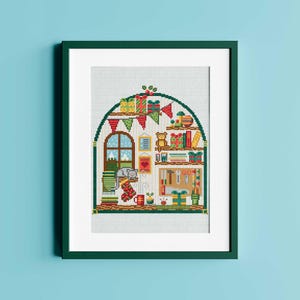 Santa’s Workshop Cross Stitch Pattern, Christmas for Kids Cross Stitch Chart, Cozy Santa Claus Cross Stitch, Cute Holidays Cross Stitch