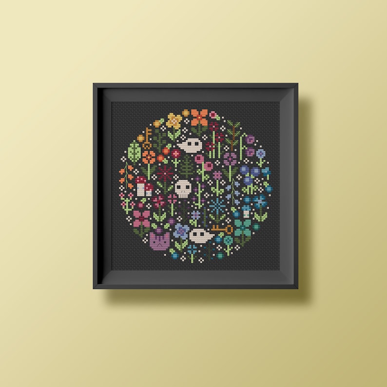 Rainbow Garden Una Buena Pieza Modern Cross Stitch Digital PDF, Instant Download image 1