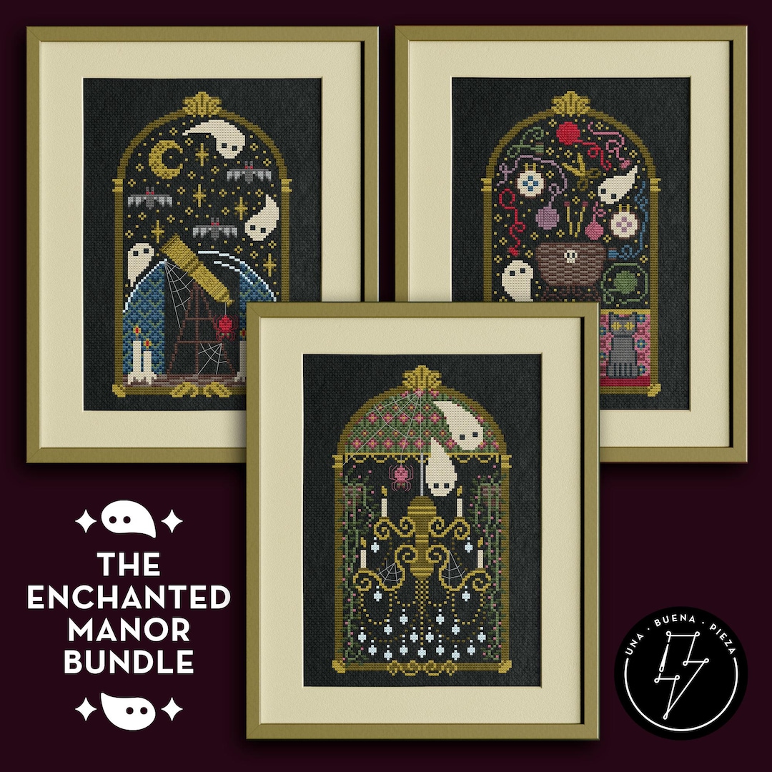 Halloween Cross Stitch Pattern Bundle: Gothic Haunted Manor (digital ...