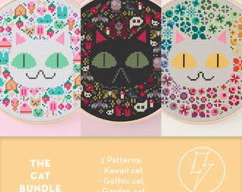 The Cat Bundle - Una Buena Pieza - Modern Cross Stitch Pattern, Cute - Digital PDF, Instant Download