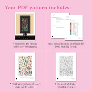Colorful Floral Cross Stitch Pattern, Rainbow Garden (PDF) image 2