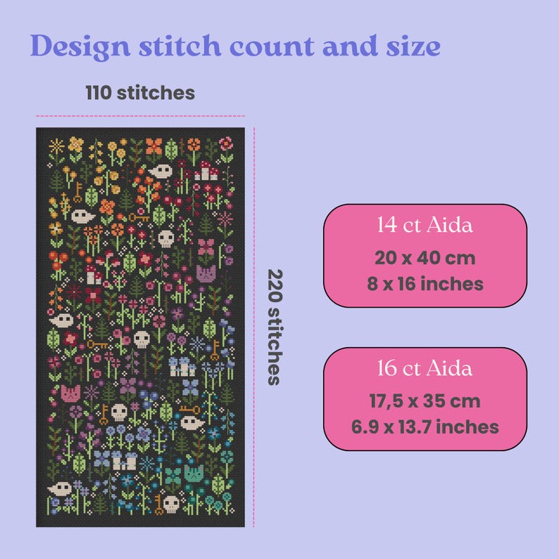Colorful Floral Cross Stitch Pattern, Rainbow Garden (PDF) image 5