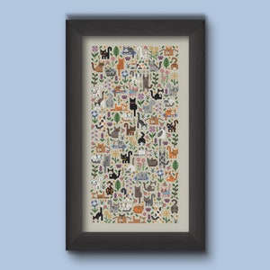 Cat Garden Cross Stitch Pattern, Cute Kitties Cross Stitch PDF Chart, Cat Lady Cross Stitch, Cat Lover Gift Cross Stitch, Una Buena Pieza