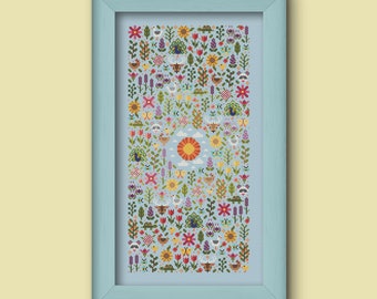 Mini Rainbow Garden - Cross Stitch Kit – unabuenapieza