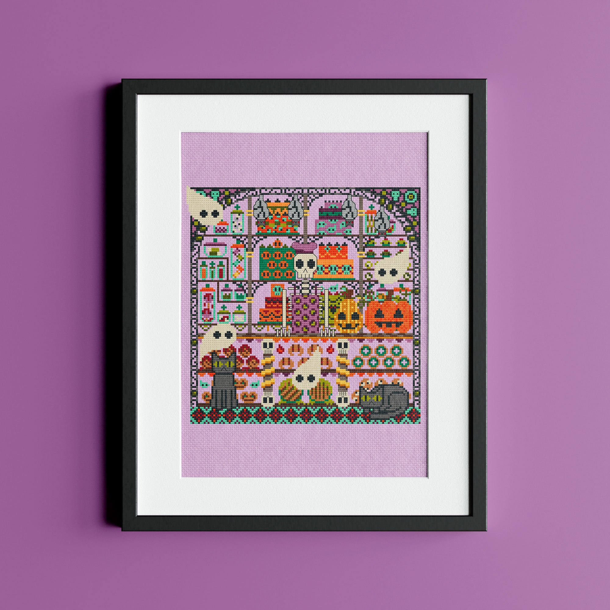 Haunted Bakery Cross Stitch Pattern: Spooky Halloween Candy (PDF)