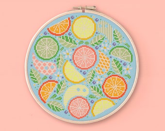 Citrus Ghosts - Una Buena Pieza - Modern Cross Stitch - Digital PDF, Instant Download