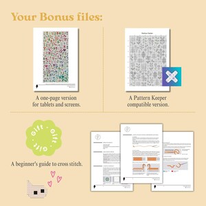 Colorful Floral Cross Stitch Pattern, Rainbow Garden (PDF) image 3