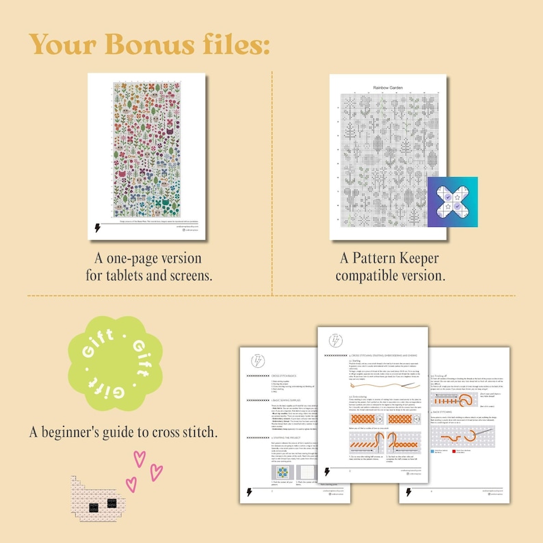 Colorful Floral Cross Stitch Pattern, Rainbow Garden (PDF) image 3