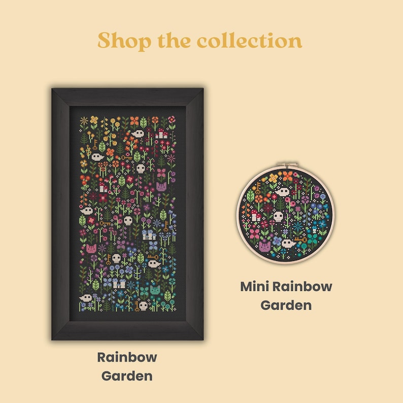 Colorful Floral Cross Stitch Pattern, Rainbow Garden (PDF) image 10