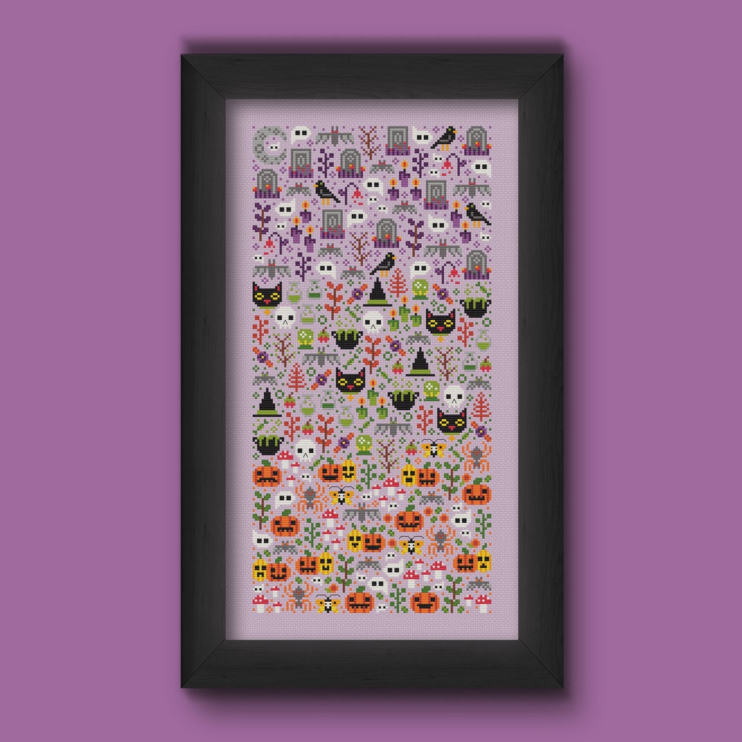 Halloween Garden Cross Stitch Pattern: Spooky Gothic Design (PDF) - Etsy