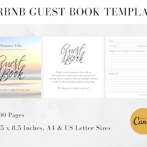 Airbnb Guest Book Template | Vacation Rental Guestbook | Canva Template