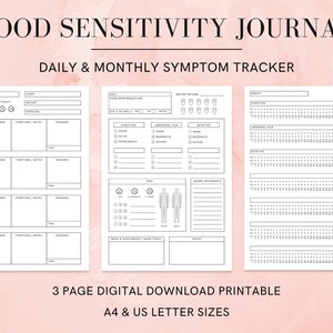 Food Sensitivity Journal | Food Symptom Tracker | IBS | IBD | Symptom Journal | Sleep, Pain & Bowel Movement Tracking | Daily/Monthly | PDF