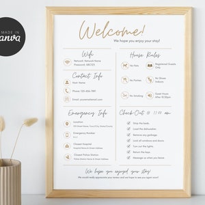 Airbnb Welcome Sign, Canva Template, Vacation Rental Welcome, Guest Arrival Poster, Things to Know, House Rules, Wifi Info, VRBO